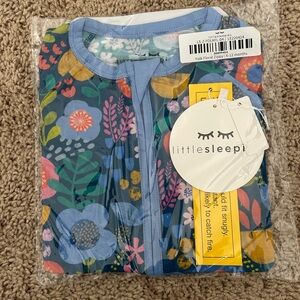Little Sleepies Blue Floral Zippered Footie - Multicolor Print